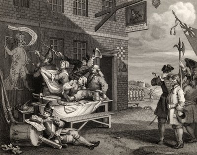 Anglie, vyrytý Thomasem Phillibrownem, z „Díla Williama Hogartha“, vydaného v roce 1833 od William Hogarth