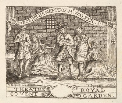 Ve prospěch pana Walkera, Theatre Royal, Covent Garden, hospoda. 1822 od William Hogarth