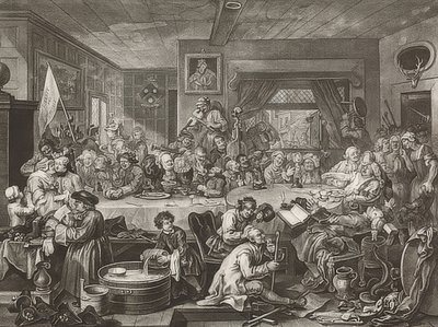 Čtyři tisky voleb / Všeobecné volby. List 1: Volební zábava. 1755 od William Hogarth