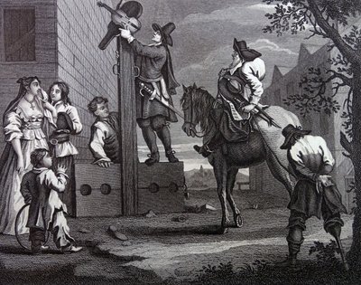Frontispis ke skladbě „Hudibras“ Samuela Butlera od William Hogarth
