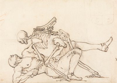 Epitaf George Taylora: Smrt dává Georgi Taylorovi křížový hýždě od William Hogarth