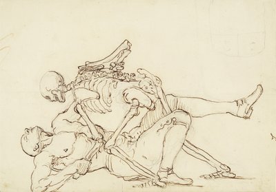 Epitaf George Taylora, kolem roku 1750 (pero a inkoust přes grafit na papíře) od William Hogarth