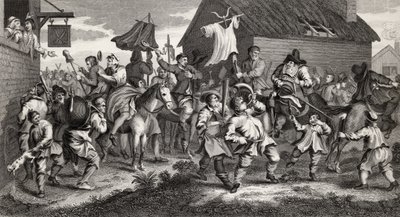 Hudibras Encounters the Skimmington, vyrytý T.E. Nicholson, z 