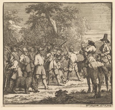 Hudibras First Adventure Sedmnáct malých ilustrací pro Samuela Butlerse Hudibras, n..., 1721-26. od William Hogarth