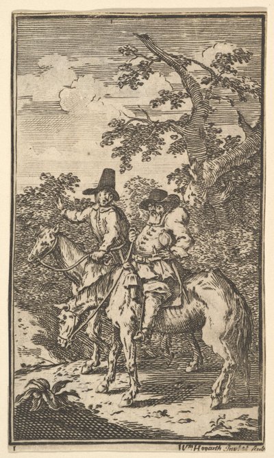 Hudibras Sallying Forth Sedmnáct malých ilustrací pro Samuela Butlerse Hudibras, č..., 1721-26. od William Hogarth