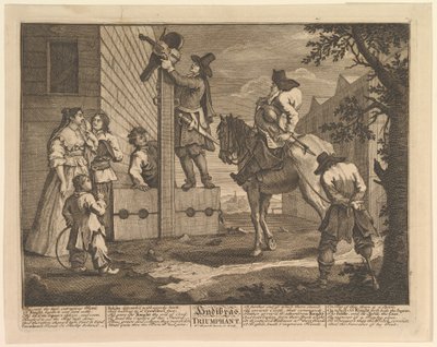 Hudibras triumfálních dvanáct velkých ilustrací pro Samuela Butlerse Hudibras, deska 4, 1725-68. od William Hogarth