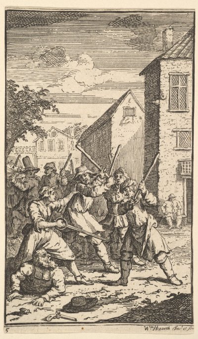 Hudibras Vanquished by Trulla Sedmnáct malých ilustrací pro Samuela Butlerse Hudibr..., 1721-26. od William Hogarth