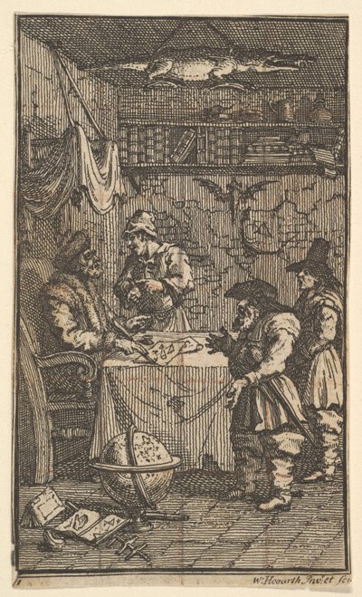Hudibras na návštěvě u Sidrophela Sedmnáct malých ilustrací pro Samuela Butlerse Hudibras..., 1721-26. od William Hogarth