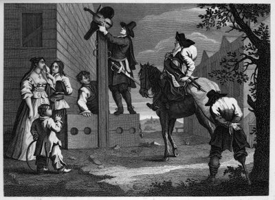 Hudibras a Ralpho, odveďte svého vězně Crowdera do zásob od William Hogarth