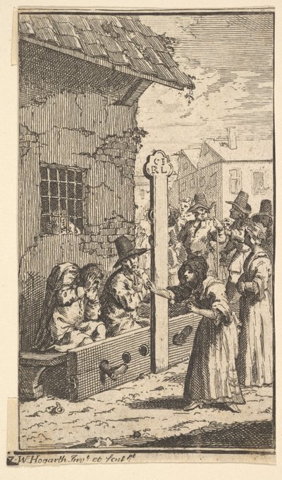 Hudibras in Tribulation Sedmnáct malých ilustrací pro Samuela Butlerse Hudibras, č..., 1721-26. od William Hogarth