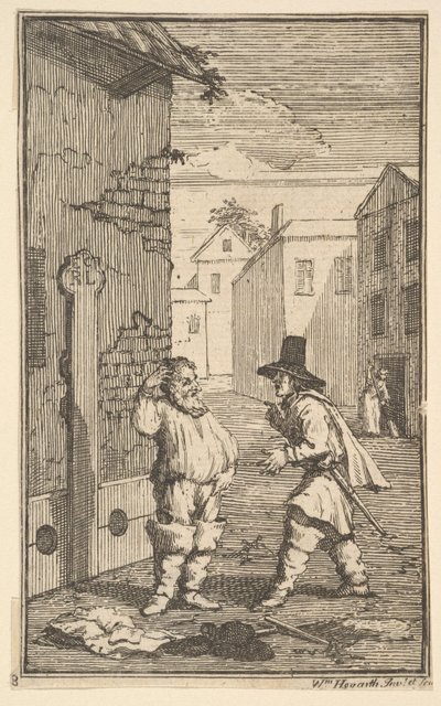Hudibras a Ralpho zpochybňují sedmnáct malých ilustrací pro Hudibras Samuela Butlera..., 1721-26. od William Hogarth