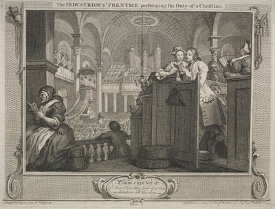 Průmysl a nečinnost: Pracovitý Prentice plnící povinnost křesťana od William Hogarth