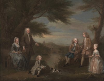 John a Elizabeth Jeffreys a jejich děti, 1730. od William Hogarth
