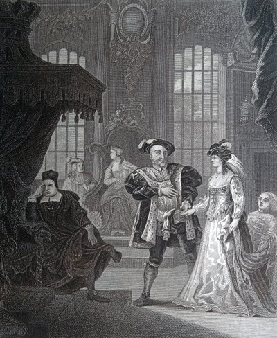Král Jindřich Osmý a Anna Bullenová od William Hogarth