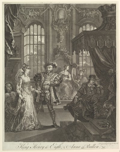 Král Jindřich Osmý a Anna Bullen, ca. 1728. od William Hogarth