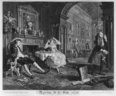 Marriage a la Mode, Plate II, The Tete a Tete, 1745 od William Hogarth
