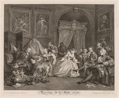 Módní manželství: scéna na záchodě od William Hogarth