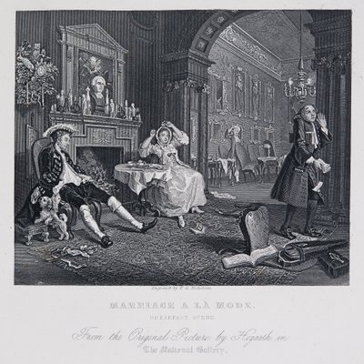 Manželství à la Mode: scéna snídaně od William Hogarth