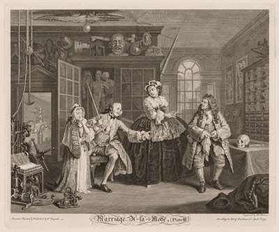 Manželství à la Mode: Scéna s šarlatánem od William Hogarth