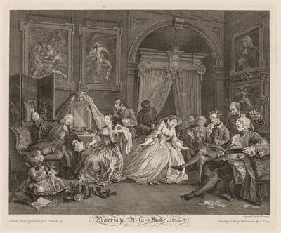 Módní manželství: scéna na záchodě od William Hogarth