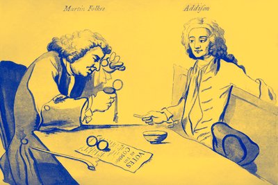 Martin Folkes a Addison v Buttonově kavárně od William Hogarth