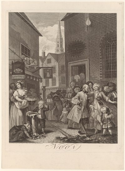 Poledne, tabule 2 ze série „Čtyři denní doby“ od William Hogarth