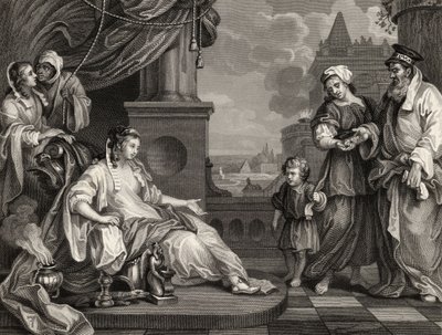 Mojžíš před faraonovou dcerou, z „Díla Williama Hogartha“, vydáno 1833 od William Hogarth