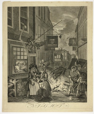 Noc, čtvrtá deska ze Čtyři denní doby od William Hogarth
