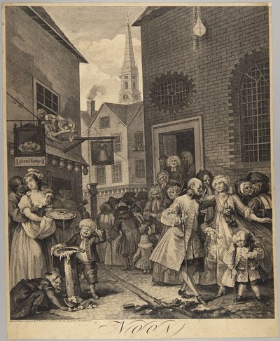 Poledne, tabule 2 ze série Čtyři denní doby od William Hogarth