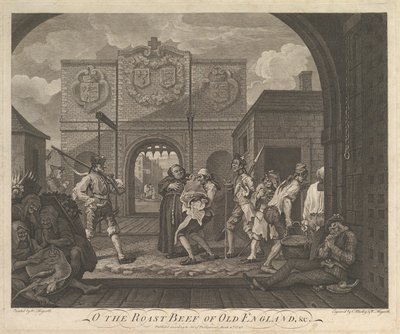 O the Roast Beef of Old England-The Gate of Caiais, 6. března 1749. od William Hogarth