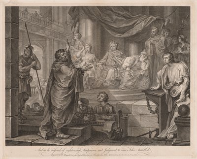 Paul před Félixem (velký talíř) od William Hogarth
