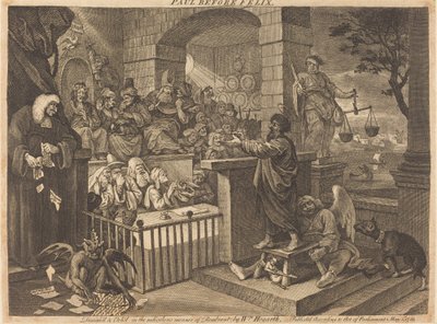 Paul před Felixem Burlesquedem od William Hogarth