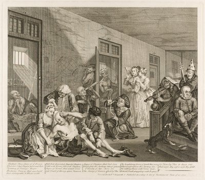 Osmý talíř z knihy Pokrok hráběte od William Hogarth
