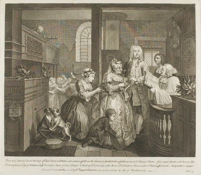 Pátý talíř z knihy Pokrok hráběte od William Hogarth