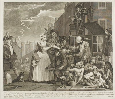 Čtvrtý talíř z knihy Pokrok hráběte od William Hogarth