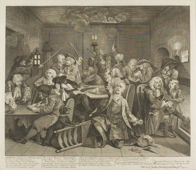 Šestý talíř z knihy Pokrok hráběte od William Hogarth
