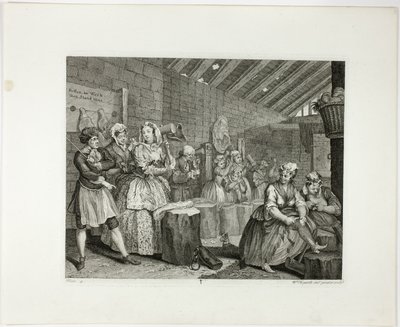 Čtvrtý talíř z knihy Pokrok nevěstky od William Hogarth