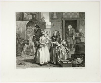 První deska z knihy Pokrok nevěstky od William Hogarth