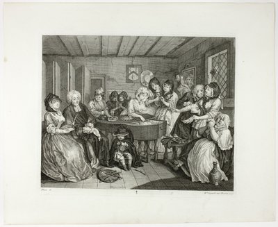Šestý talíř z knihy Pokrok nevěstky od William Hogarth