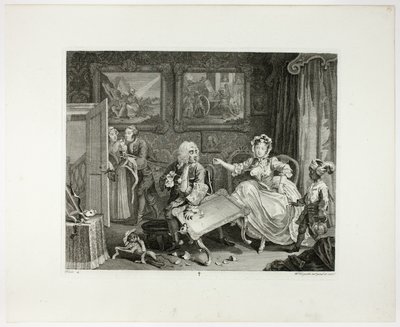 Druhý talíř z knihy Pokrok nevěstky od William Hogarth