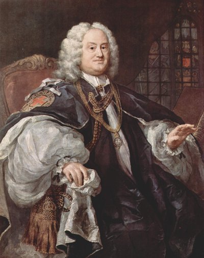 Portrét Benjamina Hoadlyho (1676-1761), anglického duchovního, který byl postupně biskupem v Bangoru, Herefordu, Salisbury a Winchesteru. od William Hogarth