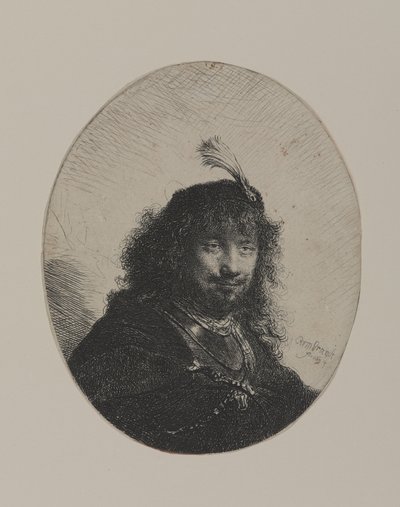 Rembrandt s opeřenou čepicí a sklopenou šavlí od William Hogarth