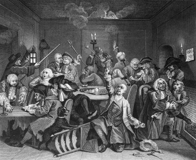 Scéna VI: Hrábě v herně od William Hogarth