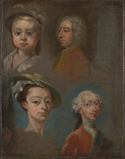 Studie hlav od William Hogarth