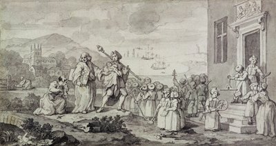 Studie pro nalezence (pero, inkoust a mytí na papíře) od William Hogarth