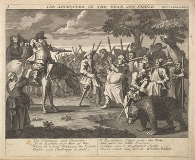 The Adventure of the Bear and the Fiddle Plate 3: Illustrations to Samuel Butlers..., 1725-30. od William Hogarth