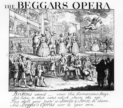 Burlesqued Žebrácká opera, 1728 od William Hogarth