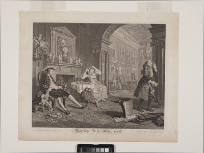 The Breakfast Scene: Marriage À La Mode, Plate 2 (rytina a rytina) od William Hogarth