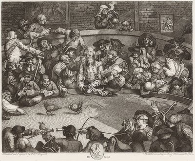 Kokpit / Der Hahnenkampfplatz. 1759 od William Hogarth