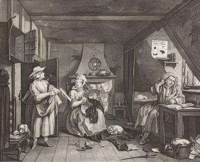 Zoufalý básník. 1736/40 od William Hogarth